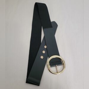 Target Black Elastic Waist Belt With Gold Buckle